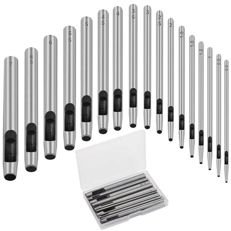 Amazon.com: 17 Pcs Round Leather Hole Punch Tool 0.5-7mm, Boyistar ...