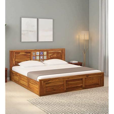 GR FURNITURE Solid Sheesham Wood Double Bed with Storage | Wooden ...
