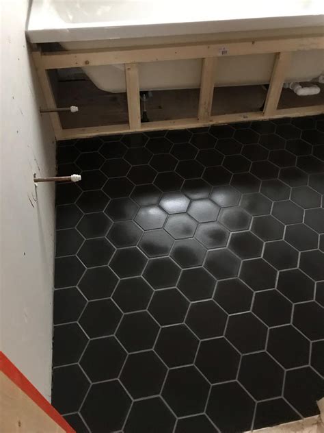 Matt Black Hexagon Tile for Stylish Bathroom Flooring