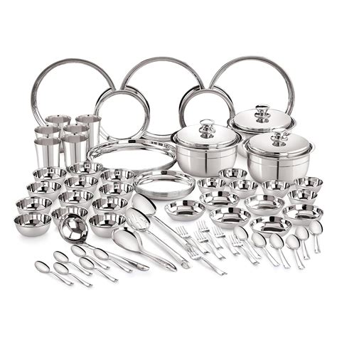 Neelam Stainless Steel 24 Gauge, 70 Pieces Shagun Dinner Set, Ideal ...