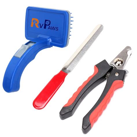 RvPaws Pet Slicker Grooming Brush, Nail Cutter and Clipper Ideal for ...