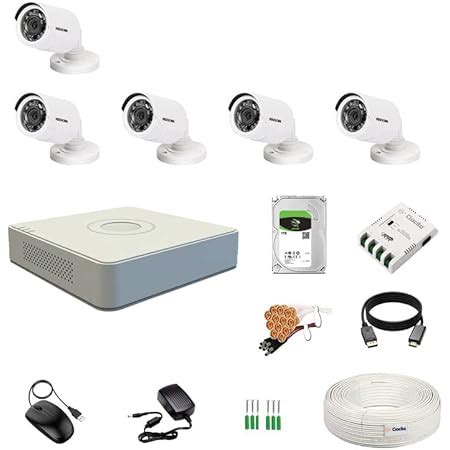 Buy Hikvision 8 Channel Full HD DVR Kit with 6 CCTV Cameras (White ...