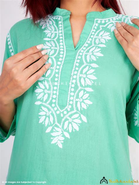 Rumi Green Organic Cotton Chikankari Kurta Set | The Chikan Label