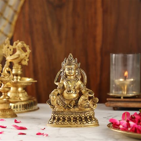 Brass Kubera Idol Deity of Wealth 6 Inch | Budhshiv.com