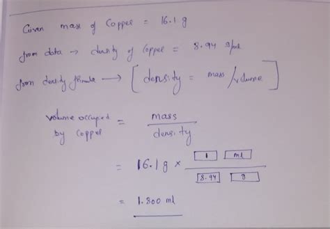 [Solved] Use unit analysis to show how to calculate the volume occupied ...