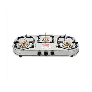 Khaitan 3 Burner Double Decker Pro (with Jumbo Brass burner) Stainless ...
