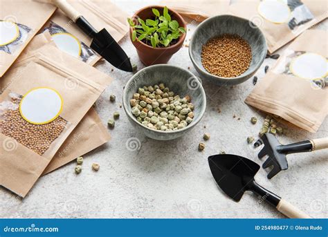 Microgreen Seeds in Paper Bags and Equipment for Sowing Microgreens ...