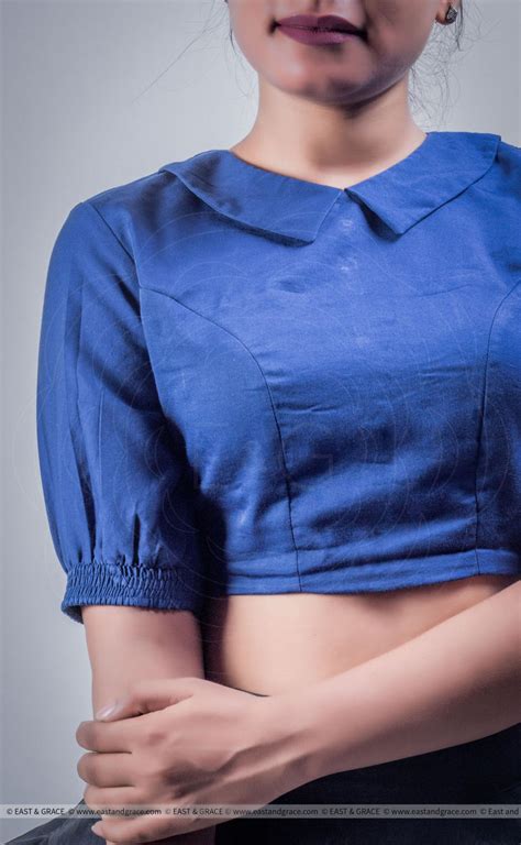 Ink Stain Blue Cotton-Satin Blouse With Bows – EAST & GRACE
