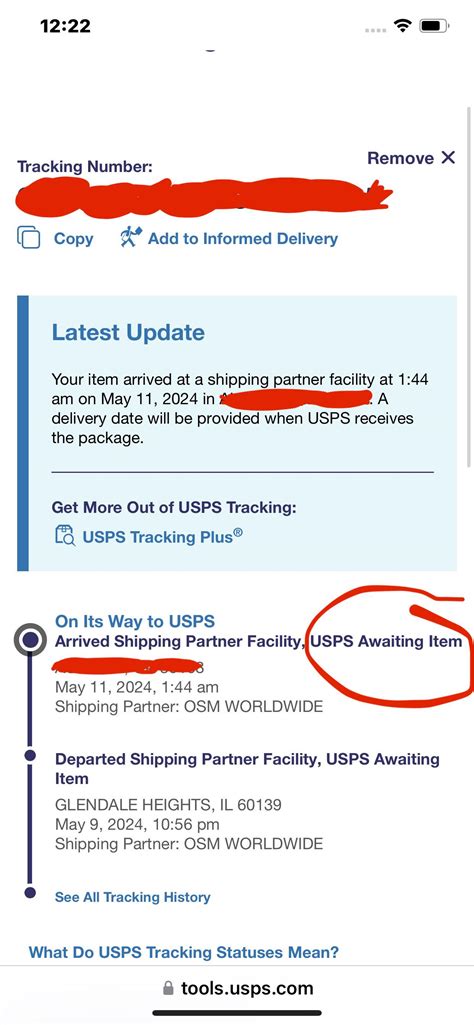What does USPS awaiting item mean? It has said this for about 2 days ...