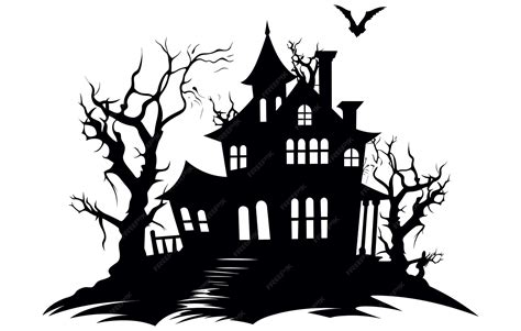 A Silhouette Vector Of Halloween Haunted House Haunted House silhouette ...
