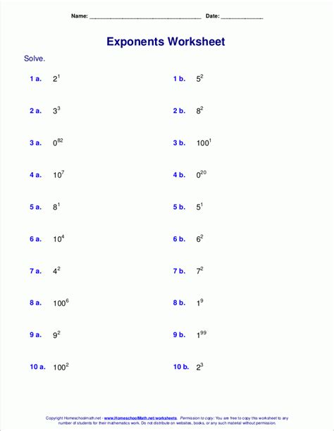 Image result for Exponents Beginner Worksheets