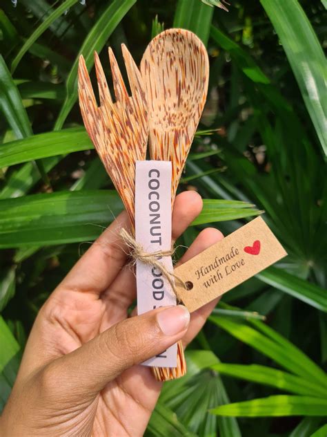 Buy Coconut Wood Spoon & Fork (2 Spoon + 2 Fork) | Eco Friendly ...