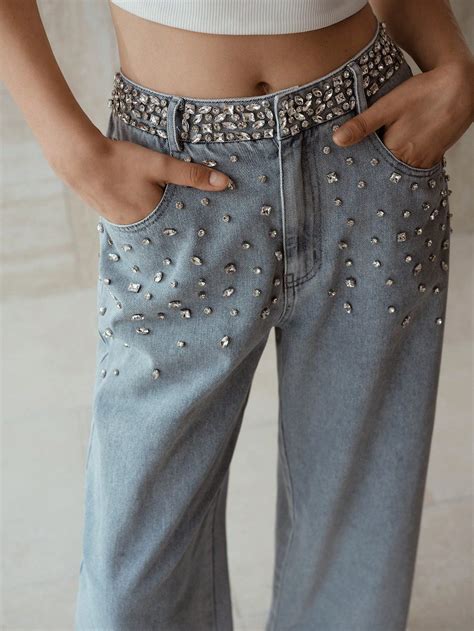 Dazzle Band - Rhinestone Embellished Wide Leg Jeans – Wear Your Words