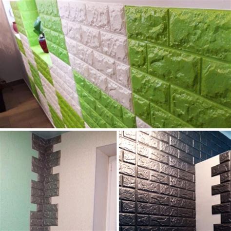 Buy 5Pcs 15x14 inch 3D Tile Brick Wall Sticker, Self-adhesive ...