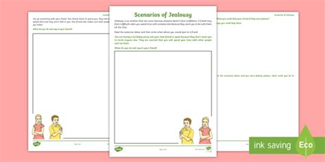 Scenarios Of Jealousy Worksheet (teacher made)