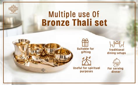 Indian Art Villa Bronze 6-Piece Dinner Set – Shine Finish Design Thali ...