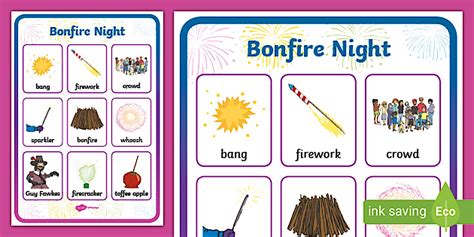 Bonfire Night Words Poster - Primary Resources