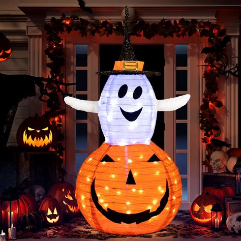 ATTGREAT Halloween Decorations, 3FT Light up Stacked Pumpkin with ...