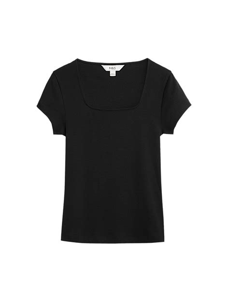 Buy Pure Cotton Square Neck Slim Fit Top at Marks & Spencer