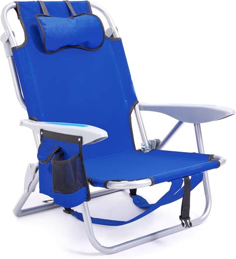 Portable Beach Chair for Adults, Outdoor Camping Chair Lay Flat Folding ...