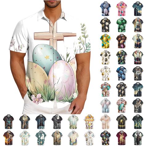 VBTAPA Big and Tall Hawaiian Shirt for Men Easter Shirts Short Sleeve ...