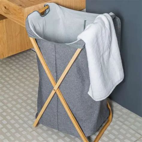 Sklopiva korpa za veš sa bambus ramom siva Estia ES02-13158 | Volim ...