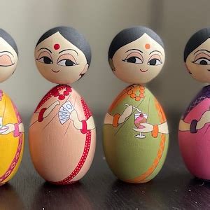 Buy Ladies Party/ Golu Bommai/ Golu Dolls/ Hand Painted Wooden Dolls ...