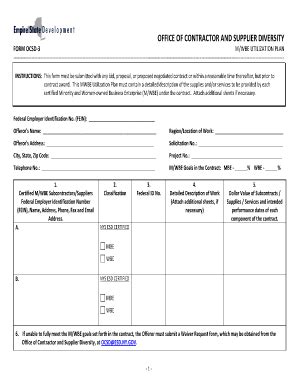 Form OCSD-1 M/WBE Participation Policy Statement - Blank Fillable ...