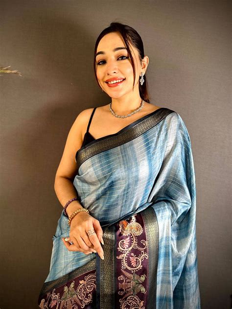 Blue Shibori Print Semi Silk Saree Online Vastranand