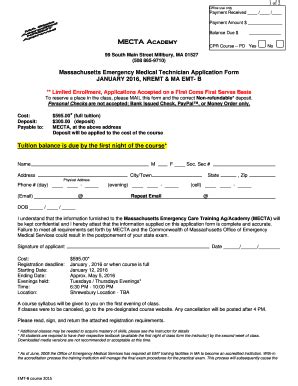 Fillable Online Massachusetts Emergency Medical Technician Application ...