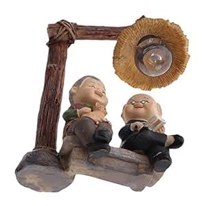 Buy Happy Elderly Couple Figurine Resin Old Age Life Home Decor Cat ...