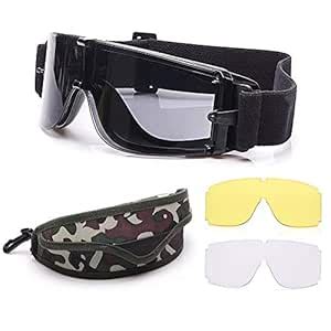 Elemart(TM) Tactical Safety Airsoft Black Goggles Glasses w/3 ...
