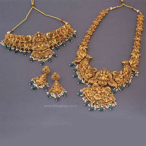 Golden Bhuvaneshwarii Bridal Temple Jewellery Set - New Arrival – Bling Bag