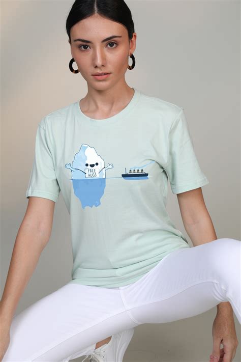 Shop Free Hugs Printed Mint Green Graphic T-Shirt Online - Botnia