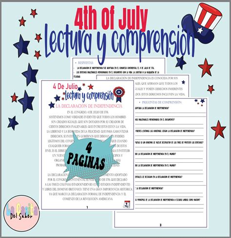 4th Of July Reading & Comprehension in Spanish| 4 De Julio Lectura y ...