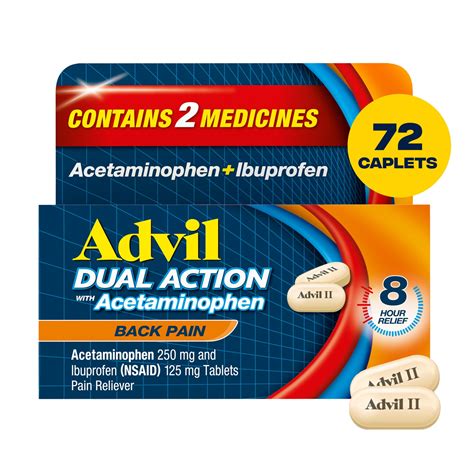Advil Dual Action OTC Arthritis & Headache Relief Caplets, 250mg ...