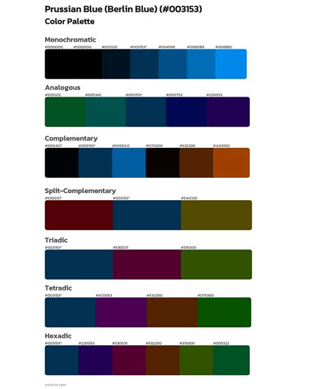 Prussian Blue (Berlin Blue) color palettes - colorxs.com