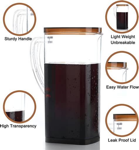 KDZONE 2L Water 2 Ltr Water Jug Plastic Water Pitcher with plastic Lid ...