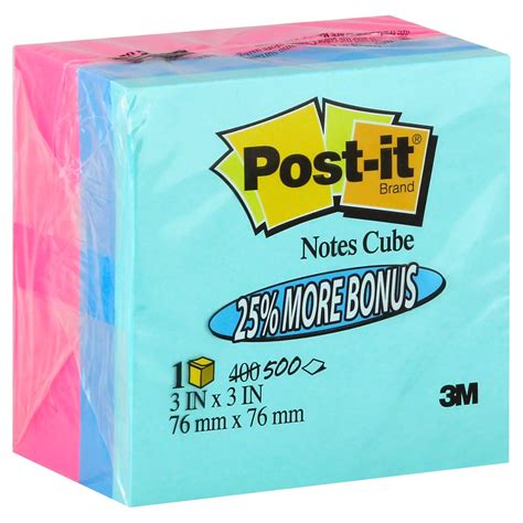 Post-it Notes Cube, 3x3 in, Assorted Neon Colors - Shop Sticky Notes ...