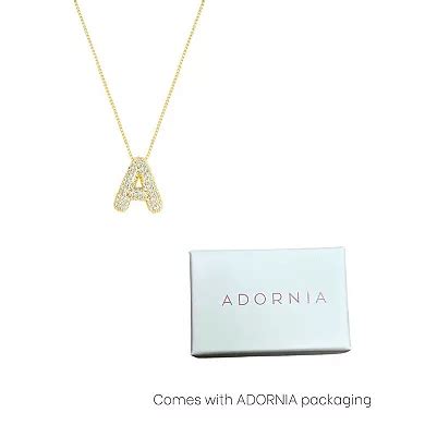 Adornia 14k Gold Plated Pave Bubble Letter Necklace
