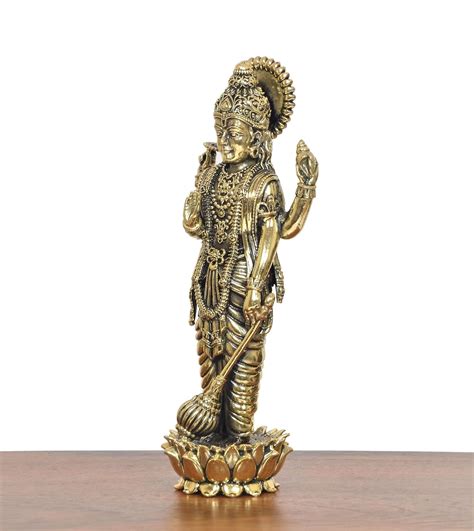 Superfine Brass Lord Vishnu Idol (Height 7 Inch) – AONA INDIA