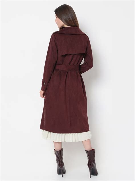 Maroon Suede Long Coat