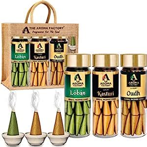 The Aroma Factory Organic Incense Dhoop Cones (Loban, Musk, Oudh ...
