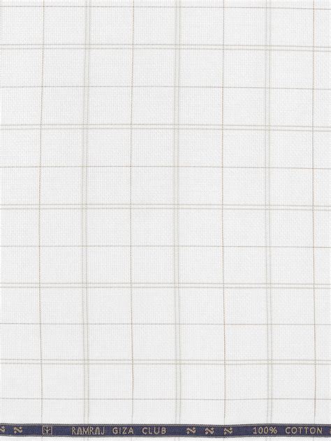 Men 100% Giza Cotton Self Design White with Brown Shirt Fabric Casino Grand