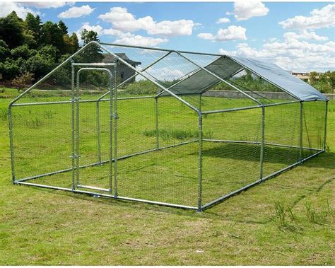 Buy GKOMMERK Chicken Coop Large Metal Chicken Coop Cage Walk-in ...