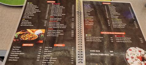 Menu at Thoppu Kari Virunthu - Villankurichi, Coimbatore
