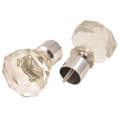 Diamond Cut Crystal Curtain Rod Finials In Pair