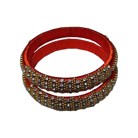 Buy Shanti Creations Traditional Maroon Color Silk Thread Bangles For ...