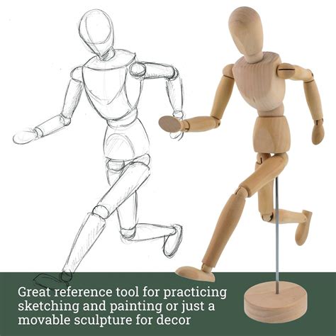 Wood 8" Artist Drawing Manikin Articulated Mannequin with Base and Flexible Body - Perfect For ...