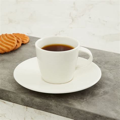 Home Centre Marshmallow Textured Espresso Cup and Saucer, White ...